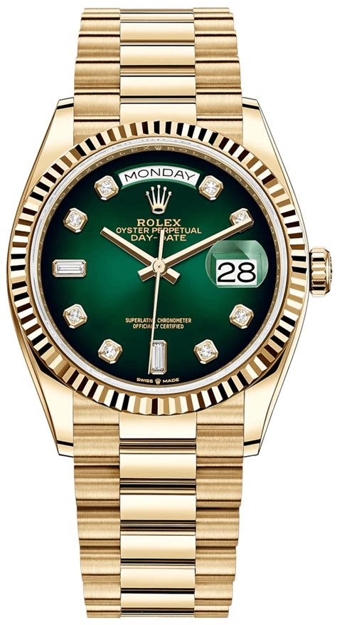 rolex day date green bezel|rolex diamond bezel price.